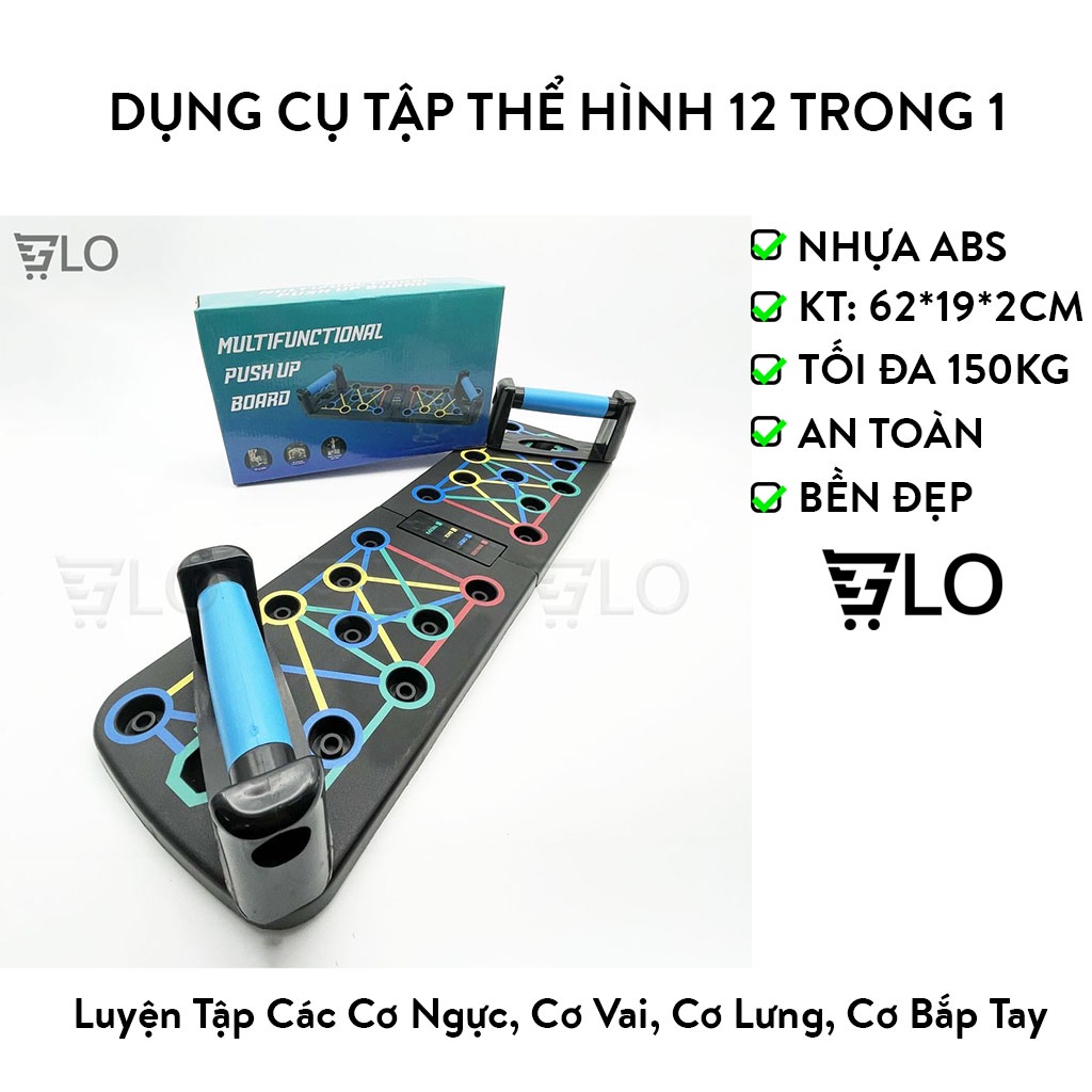Bảng Chống Đẩy, Dụng Cụ Bàn Hít Đất, Đẩy Tạ Đa Năng 12 Trong 1, Tập Ngực, Vai Tại Nhà