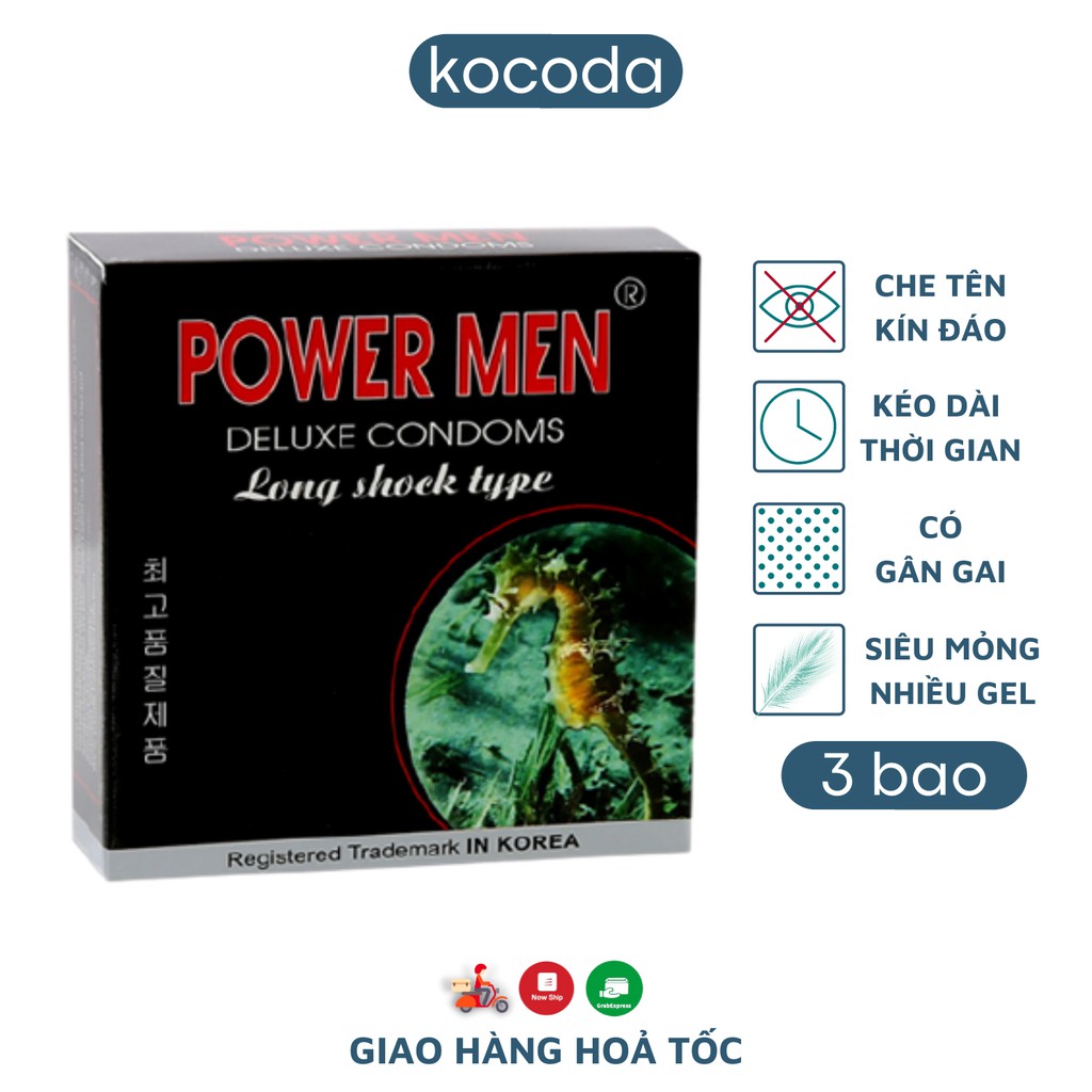 Bao cao su Power Men Kéo Dài Thời Gian cá ngựa đen Hộp 3 - KOCODA