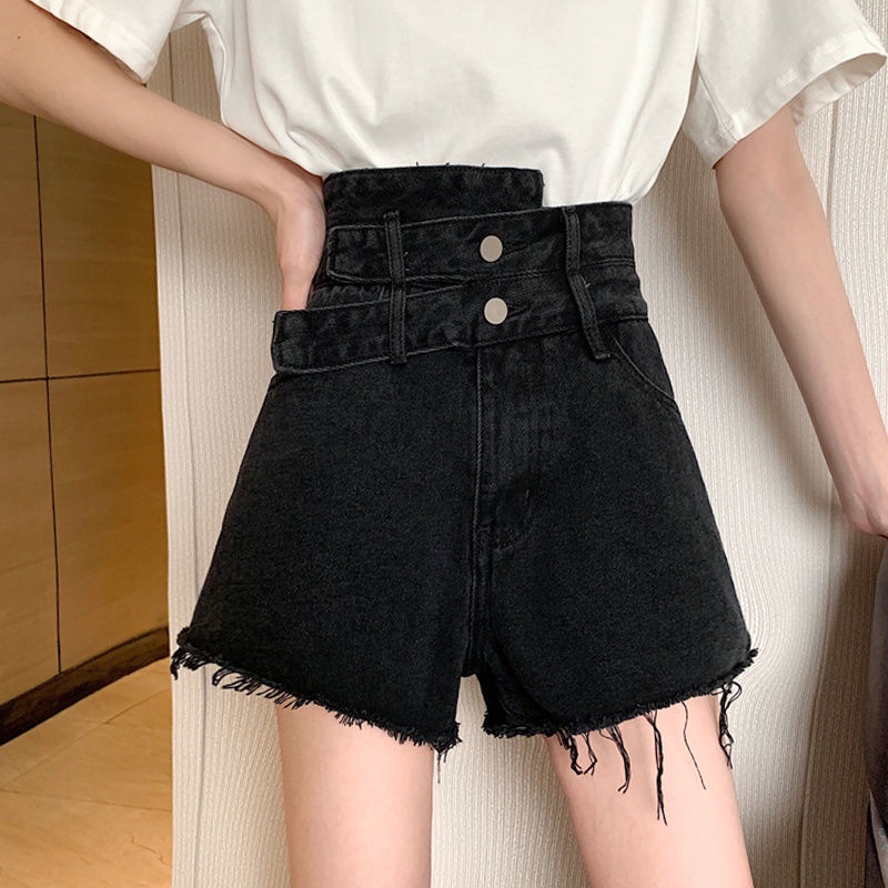 Quần Short denim Dáng Chữ A Lưng Cao Cỡ Lớn Phong Cách Hàn Quốc Thời Trang Cho Nữ