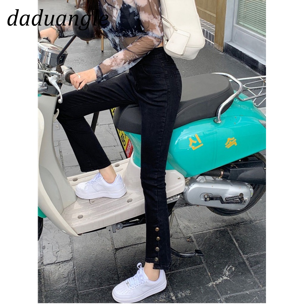 Quần jean Daduhey lưng cao ôm đùi phong cách thời trang Hàn Quốc cho nữ plus size