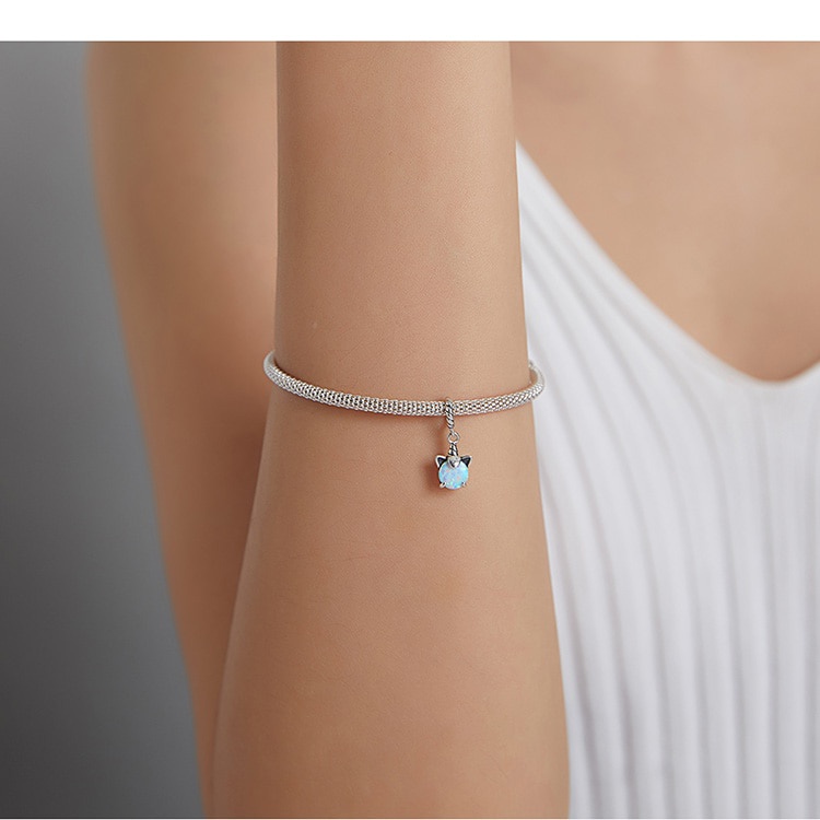 Mặt trang sức Bamoer 100% bạc 925 mặt kỳ lân đính đá Opal thời trang dùng làm vòng tay BSC474