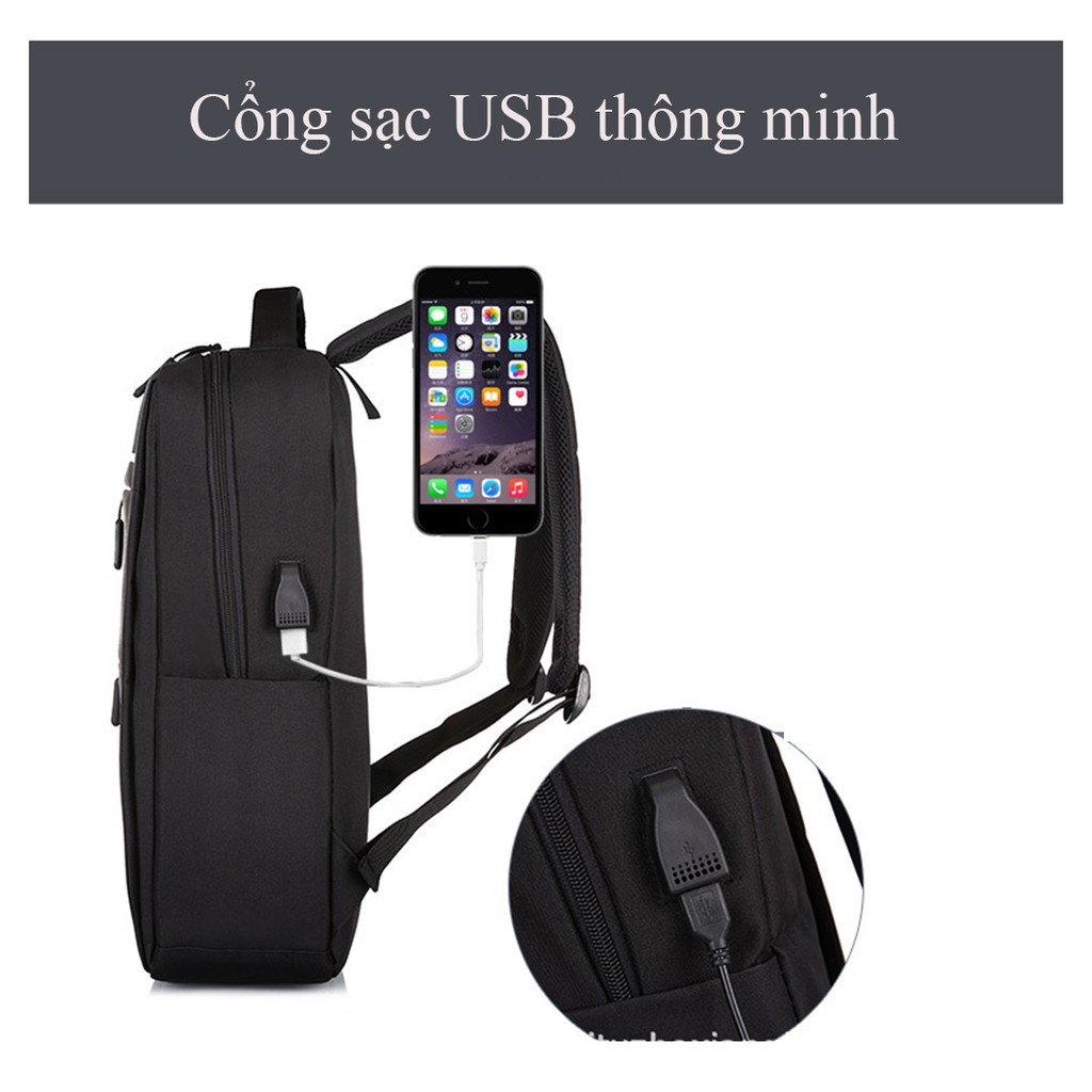 (Tặng kèm dây sạc) Balo laptop Backpack thời trang phong cách