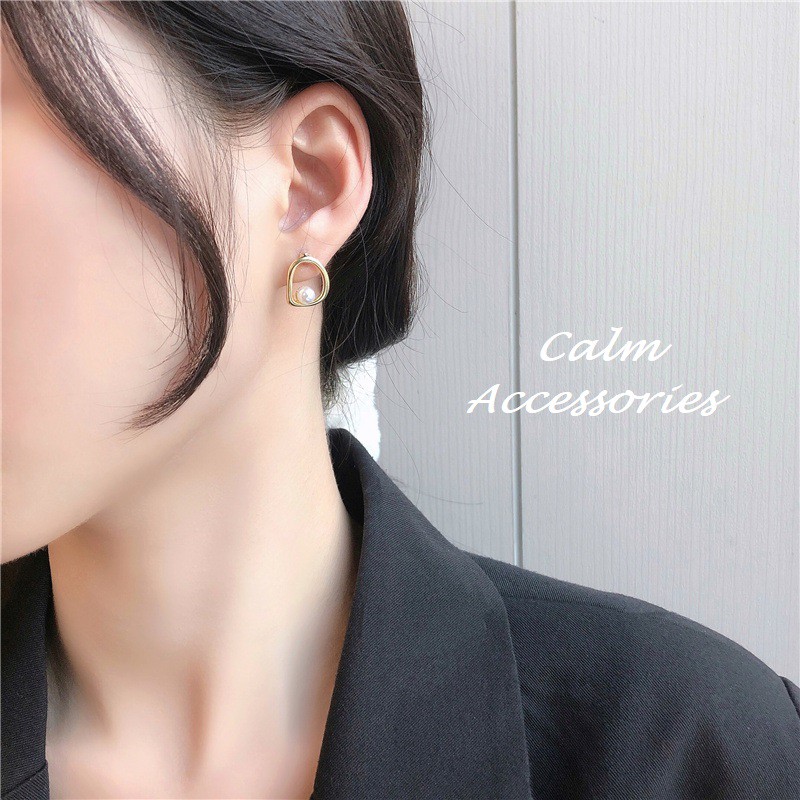 (HÀNG CHUẨN) Khuyên tai nữ Calm Accessories_Khuyên tai ngọc lưới đơn giản nhẹ nhàng nữ tính