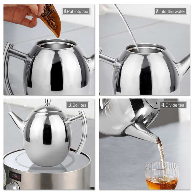 Ấm Pha Trà / Cà Phê Bằng Thép Không Gỉ Dày 1l / 1.5l