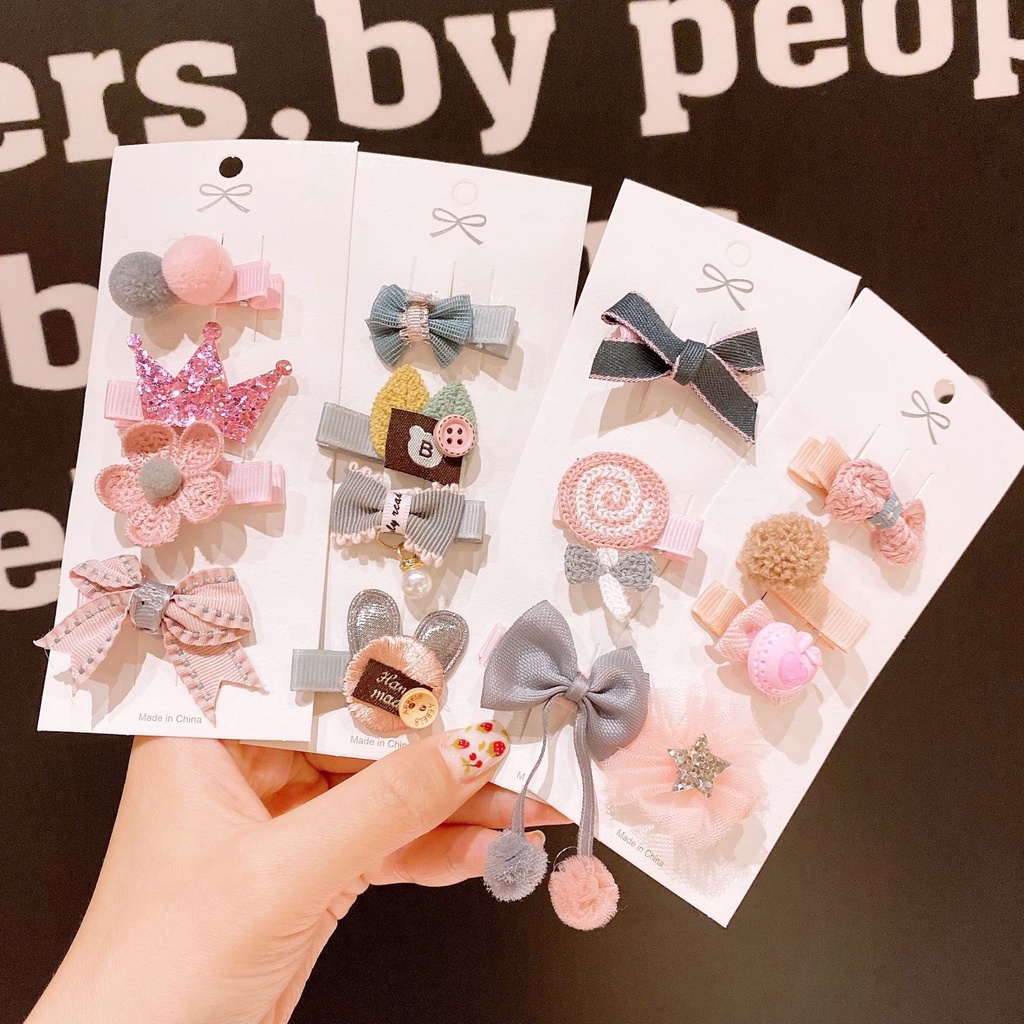 Mới Set Kẹp Tóc + Kẹp Tóc Màu Hồng