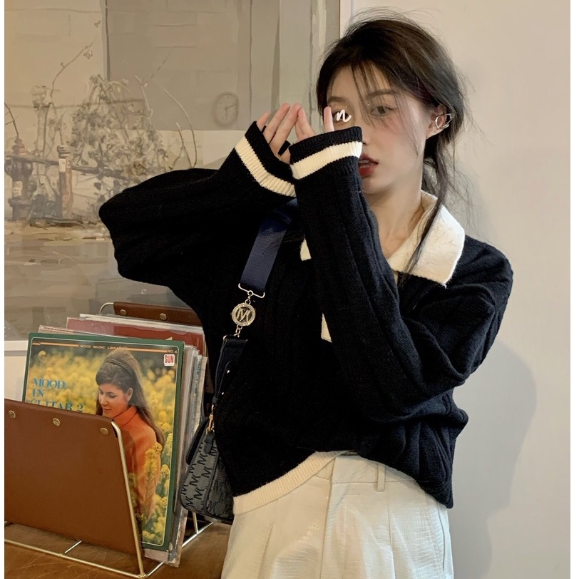 Áo dệt kim tay dài dáng rộng cài nút thời trang phong cách Hàn Quốc cho nữ | BigBuy360 - bigbuy360.vn