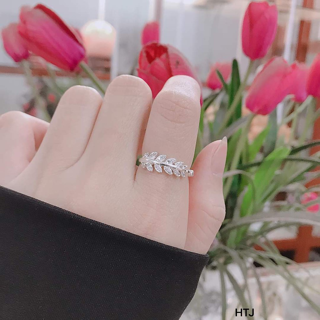 Nhẫn bạc ý DaLiA Jewelry dạng hở hình lá uốn