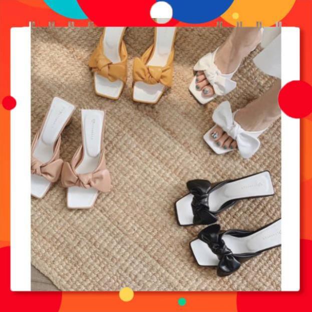 LOVIIECORNER - DÉP CAO GÓT ĐẾ VUÔNG 5 PHÂN - GUỐC CAO GÓT NƠ DA MỀM ĐẾ VUÔNG 5CM- DÉP CAO GÓT QUAI NGANG 5P - D200241