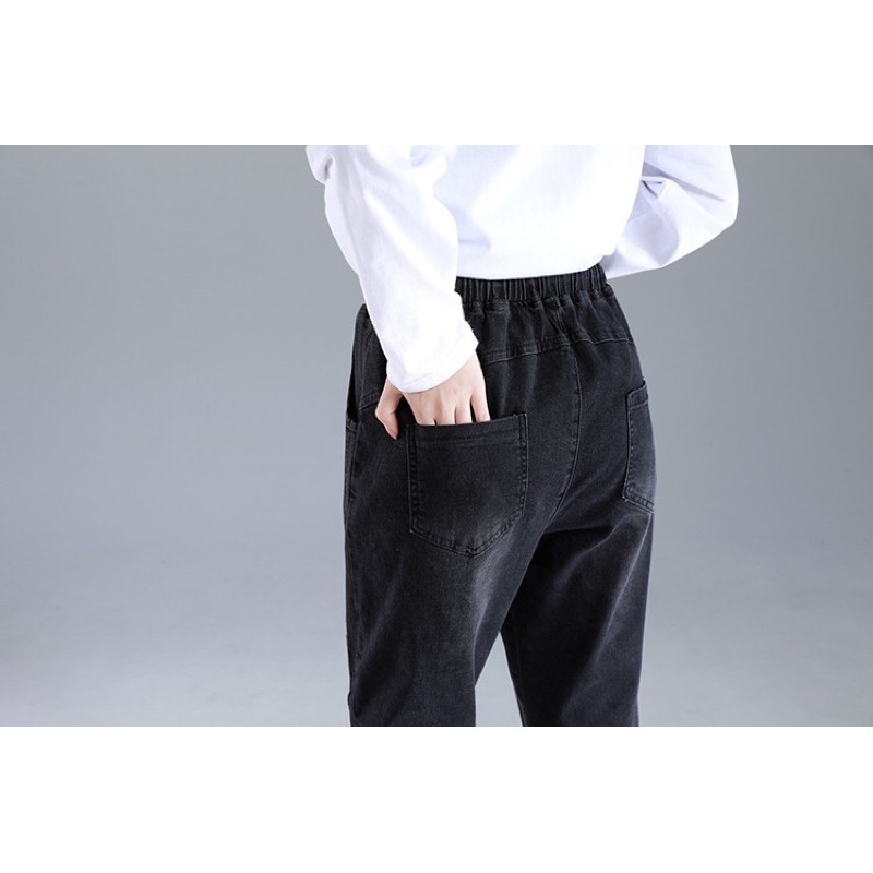quần jean baggy nữ big size màu đen size lớn 85-95kg