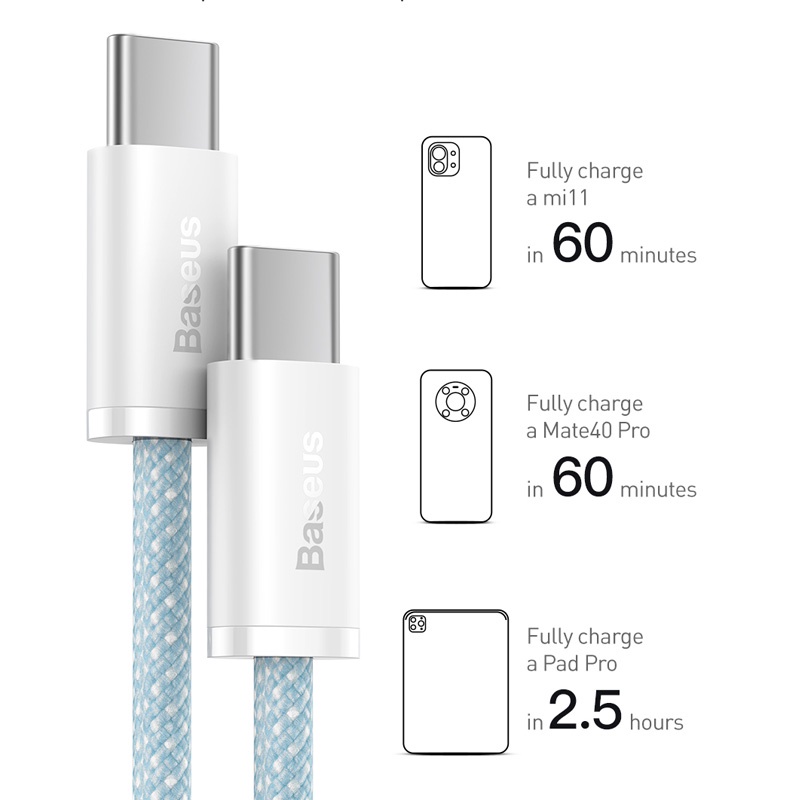 Dây cáp sạc nhanh PD Baseus 100W từ Type-C sang Type-C tiện dụng cho Macbook Pro iPad Xiaomi Samsung