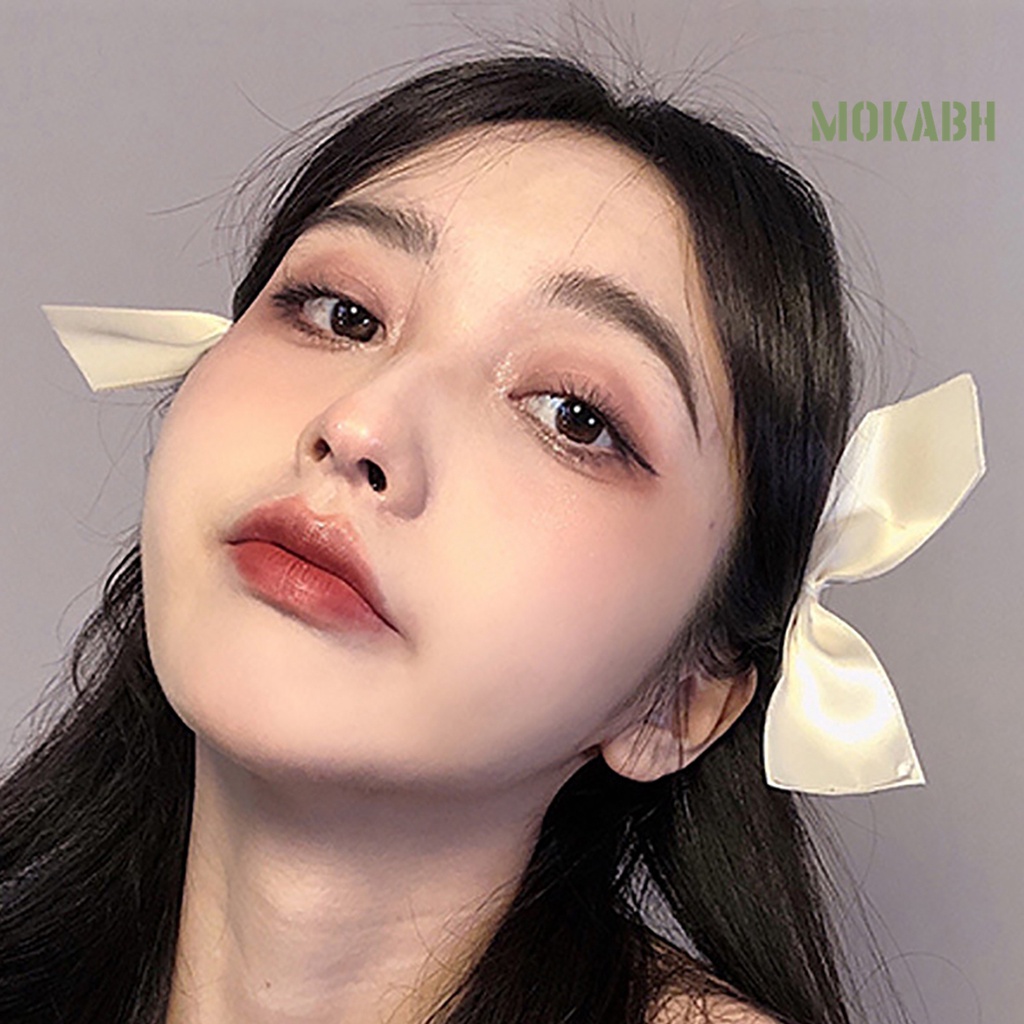Kẹp Tóc Hình Nơ Co Giãn Màu Trơn Đơn Giản Dành Cho Nữ