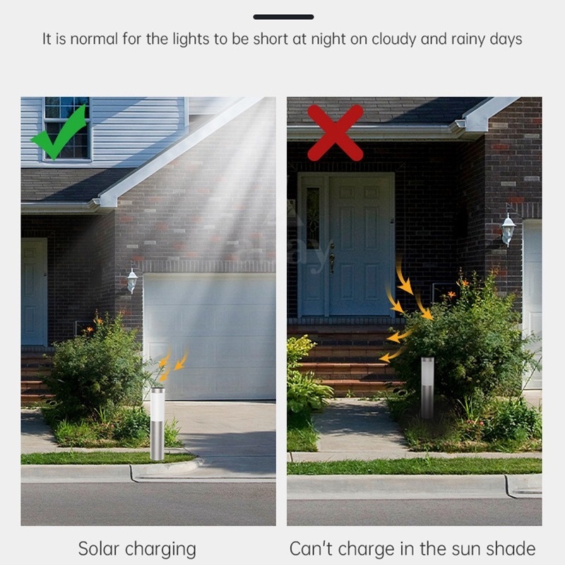 Đèn Trang Trí Sân Vườn Tiết Kiệm Năng Lượng Hình Trụ Bằng Thép Không Gỉ