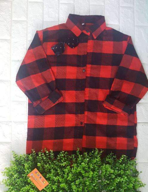 Sơmi caro đỏ đen ô 5cm, unisex | BigBuy360 - bigbuy360.vn