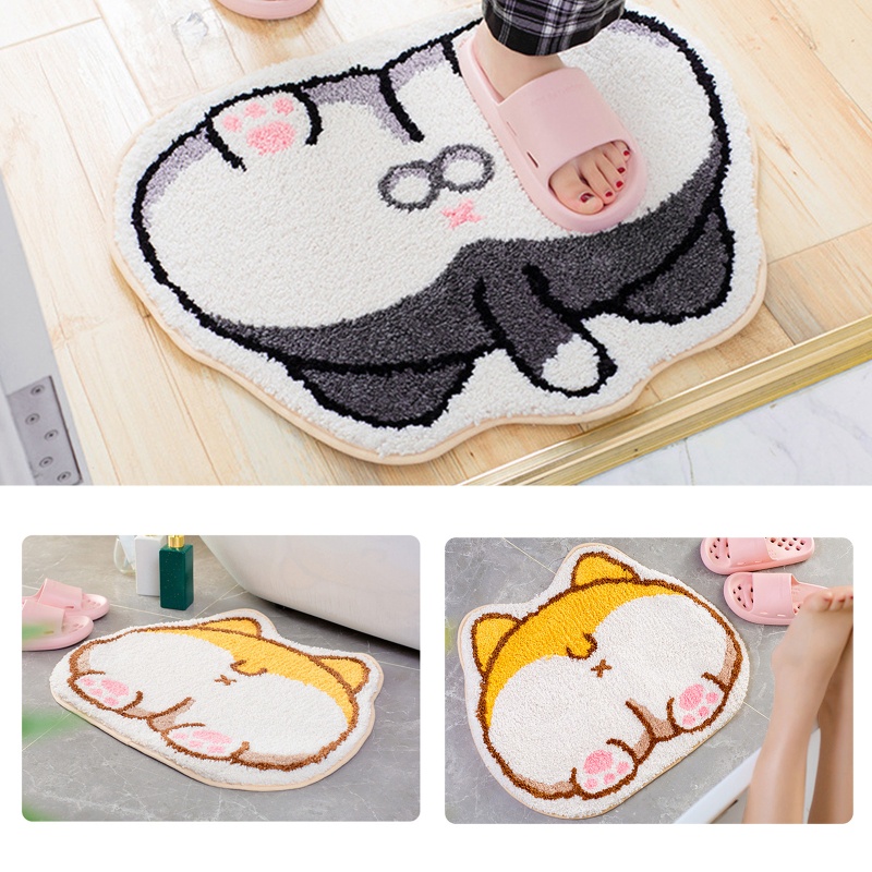 Thảm Chùi Chân Mini Hình Mông Corgi Hoạt Hình Siêu Đáng Yêu