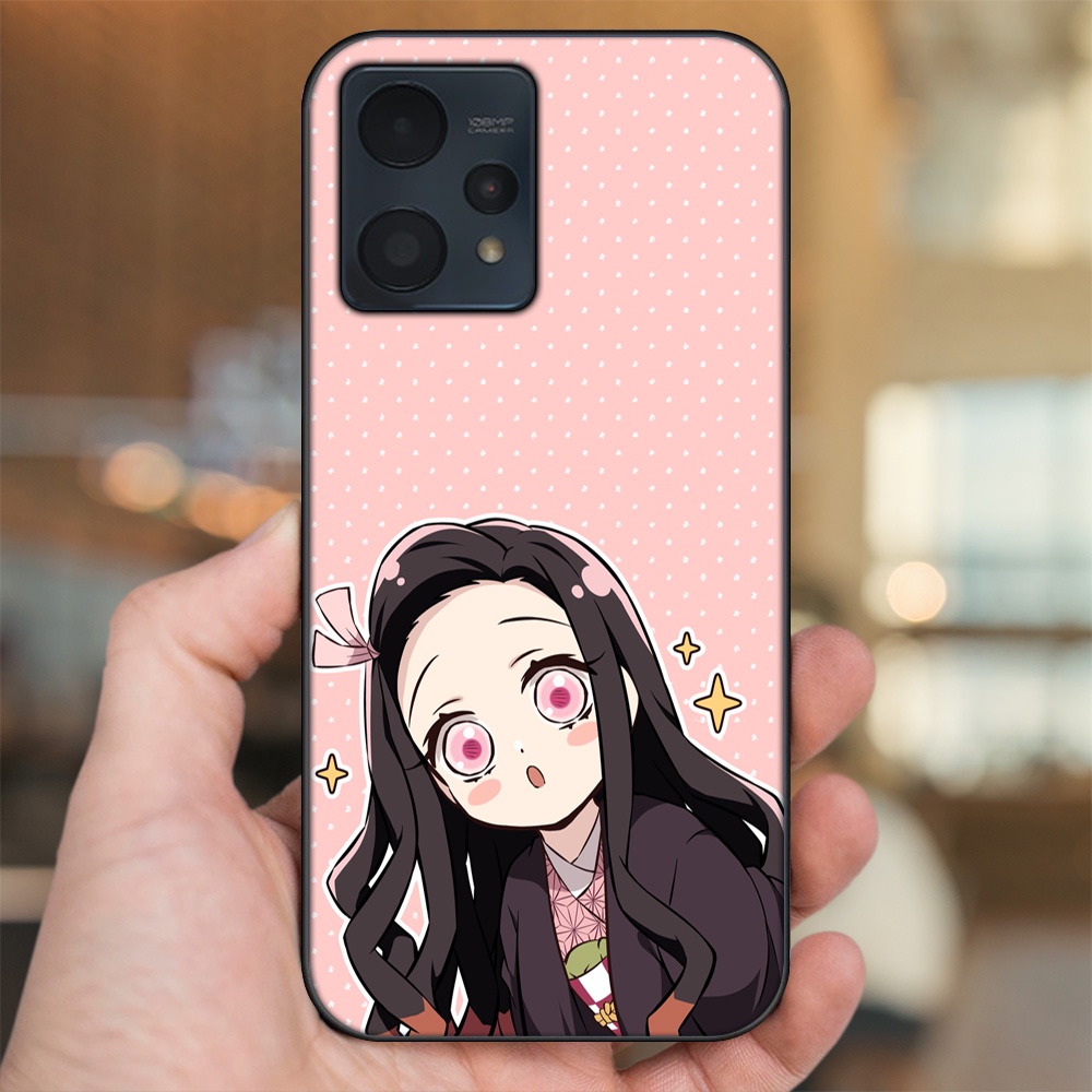 Ốp lưng Realme 9, 9 Pro, 9 Pro Plus viền đen in hình Nezuko Kimetsu no Yaiba