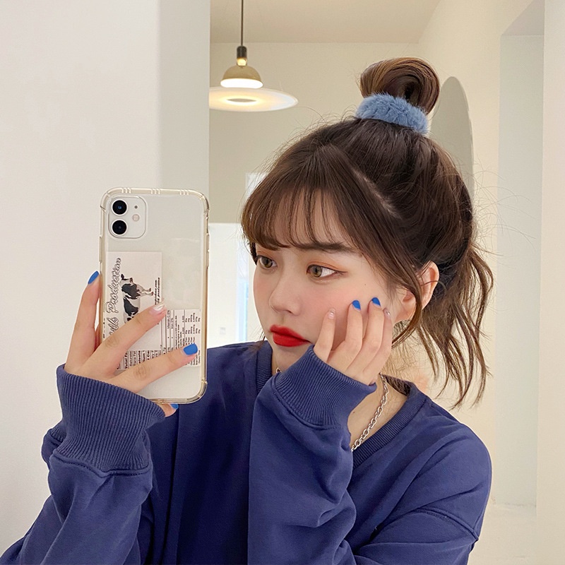 DÂY BUỘC TÓC TRƠN NHIỀU MÀU PHỐI LÔNG XINH XẮN DỄ THƯƠNG PHONG CÁCH HÀN QUỐC