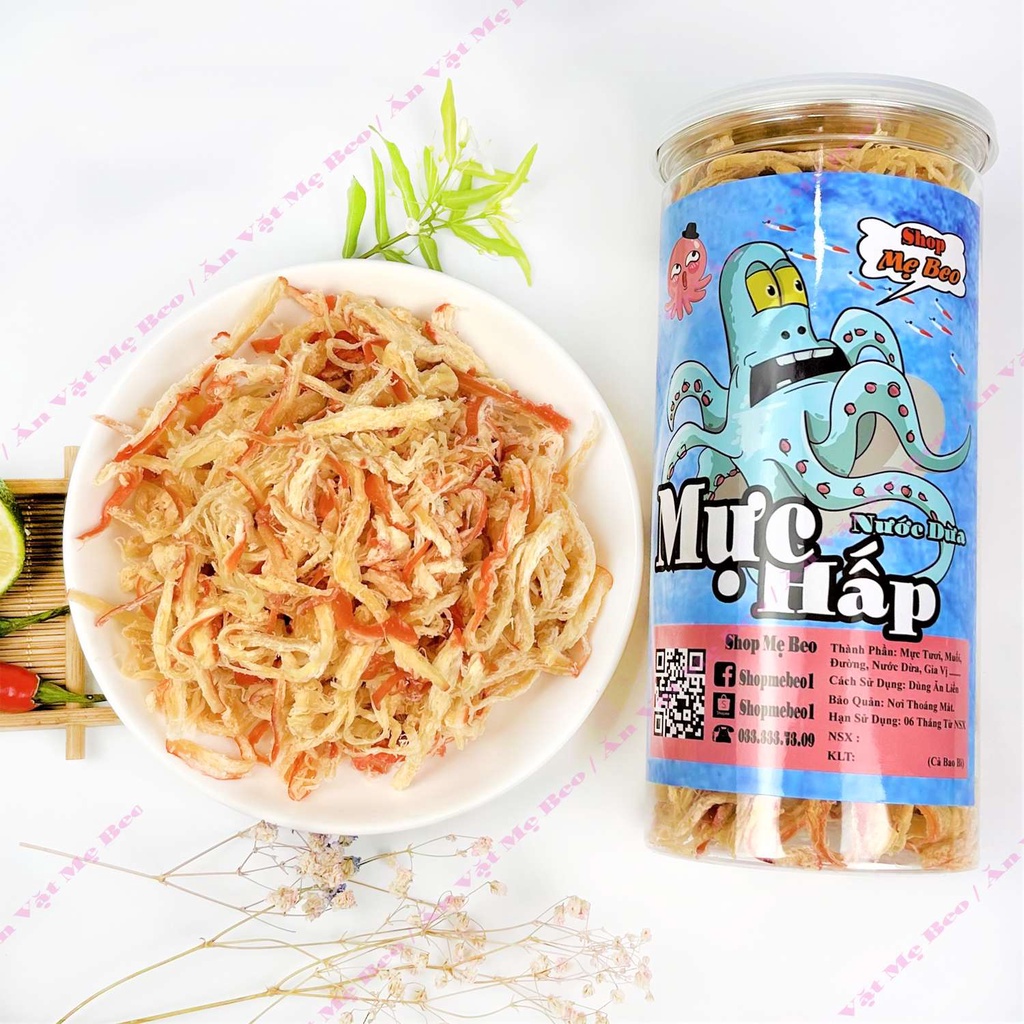 Mực hấp nước dừa xé sợi 300Gr Mẹ Beo ăn vặt cực ngon