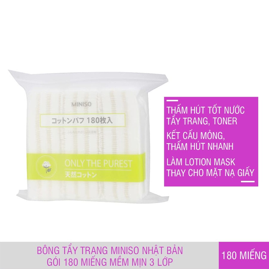 Bông Tẩy Trang Miniso gói 180 miếng