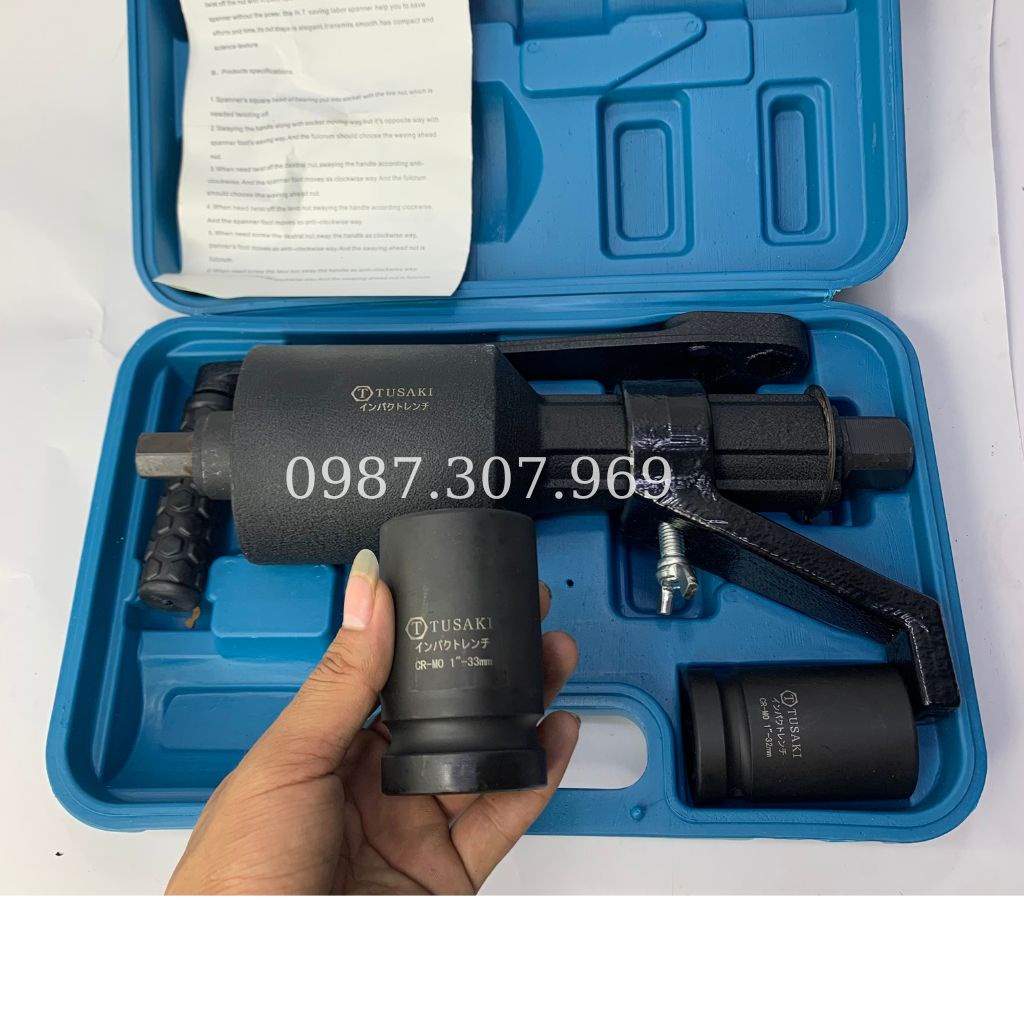 Tay quay cộng lực tháo ốc lốp xe tải chuyên dụng TUSAKI, bộ tay vặn tăng trợ lực mở bulong, tặng 2 tuýp 1inch 32mm,33mm