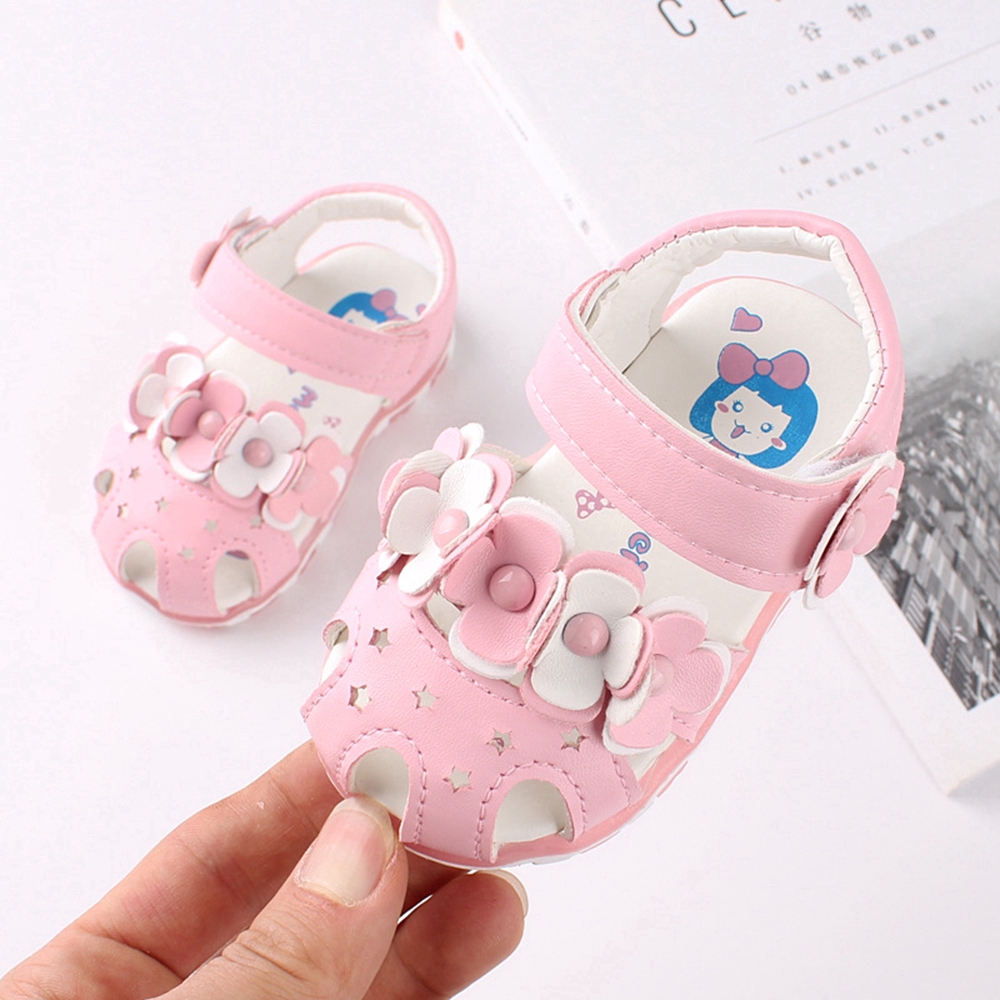 Giày Sandal Tập Đi Màu Hồng Cho Bé Gái 0-2 Tuổi