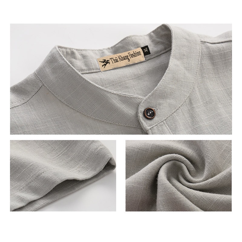 Áo sơ mi đũi cổ trụ nam tay ngắn trung niên SIÊU MÁT loại áo sơ mi nam trung niên form rộng cổ lãnh tụ ASMDOG65 | BigBuy360 - bigbuy360.vn