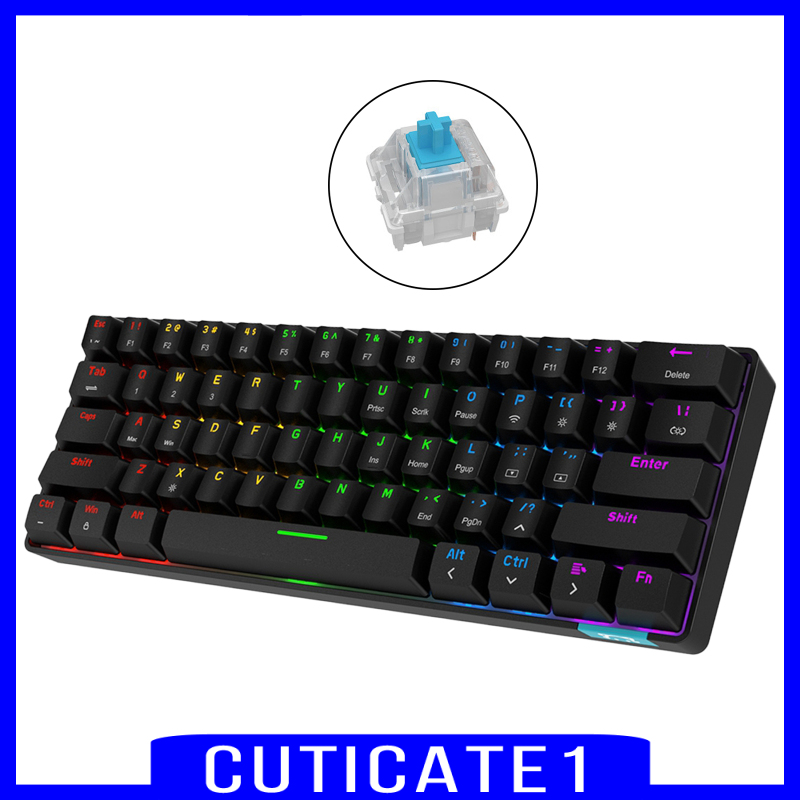 Bàn Phím Cơ Không Dây Bluetooth Rgb 1 Với 61 Phím Loại C Cho Laptop / Pc