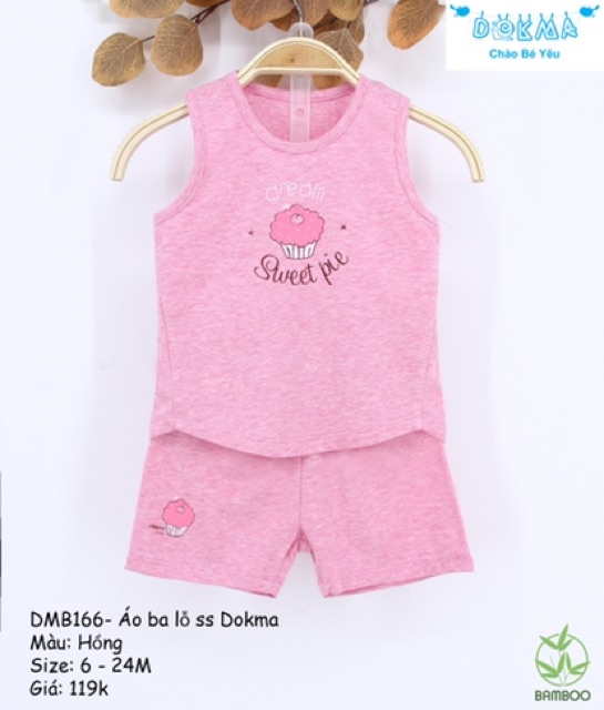 [CHÍNH HÃNG] Bộ quần áo ba lỗ sát nách sợi tre cho bé Dokma DMB166