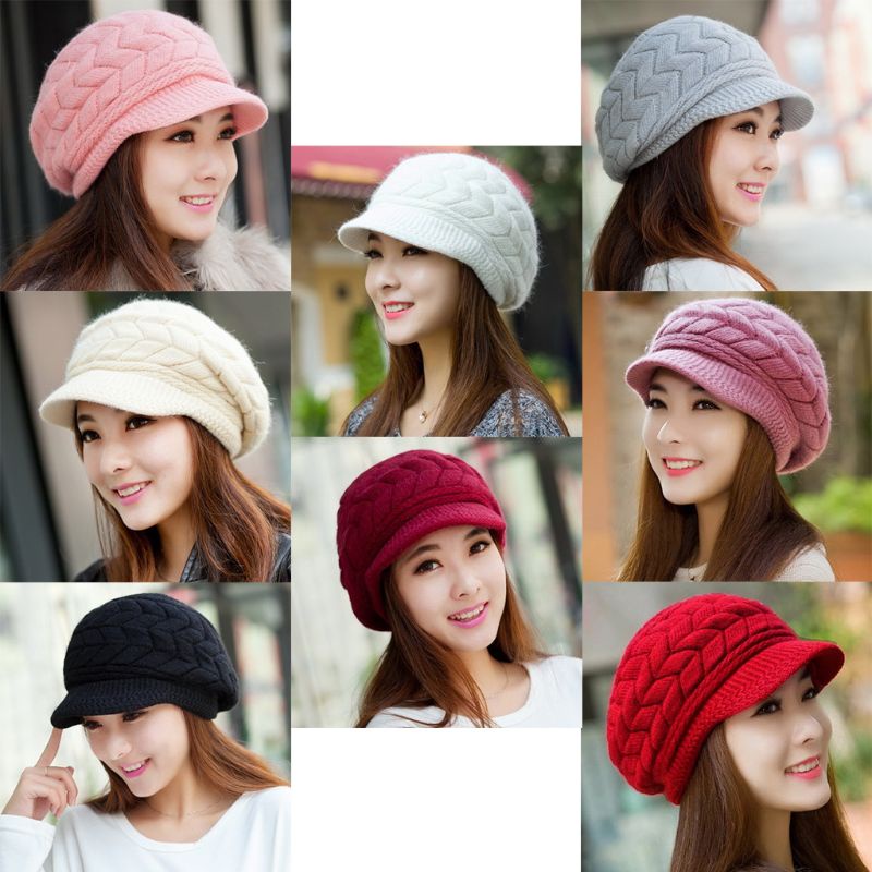 Inn Mũ Nồi Dệt Kim Dày Dặn Giữ Ấm Tai Kèm Tấm Che Mặt Cho Nữ Dùng Khi Trượt Tuyế