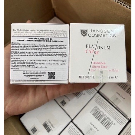 Tinh chất dưỡng trắng da căng bóng trẻ hoá da tức thì  janssen Brilliance Shine Elixir platinum care FULL HỘP 25 ỐNG