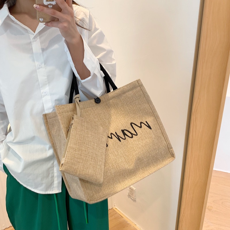 Túi Xách Nữ Vải Lanh Cỡ Lớn Thời Trang Mới
