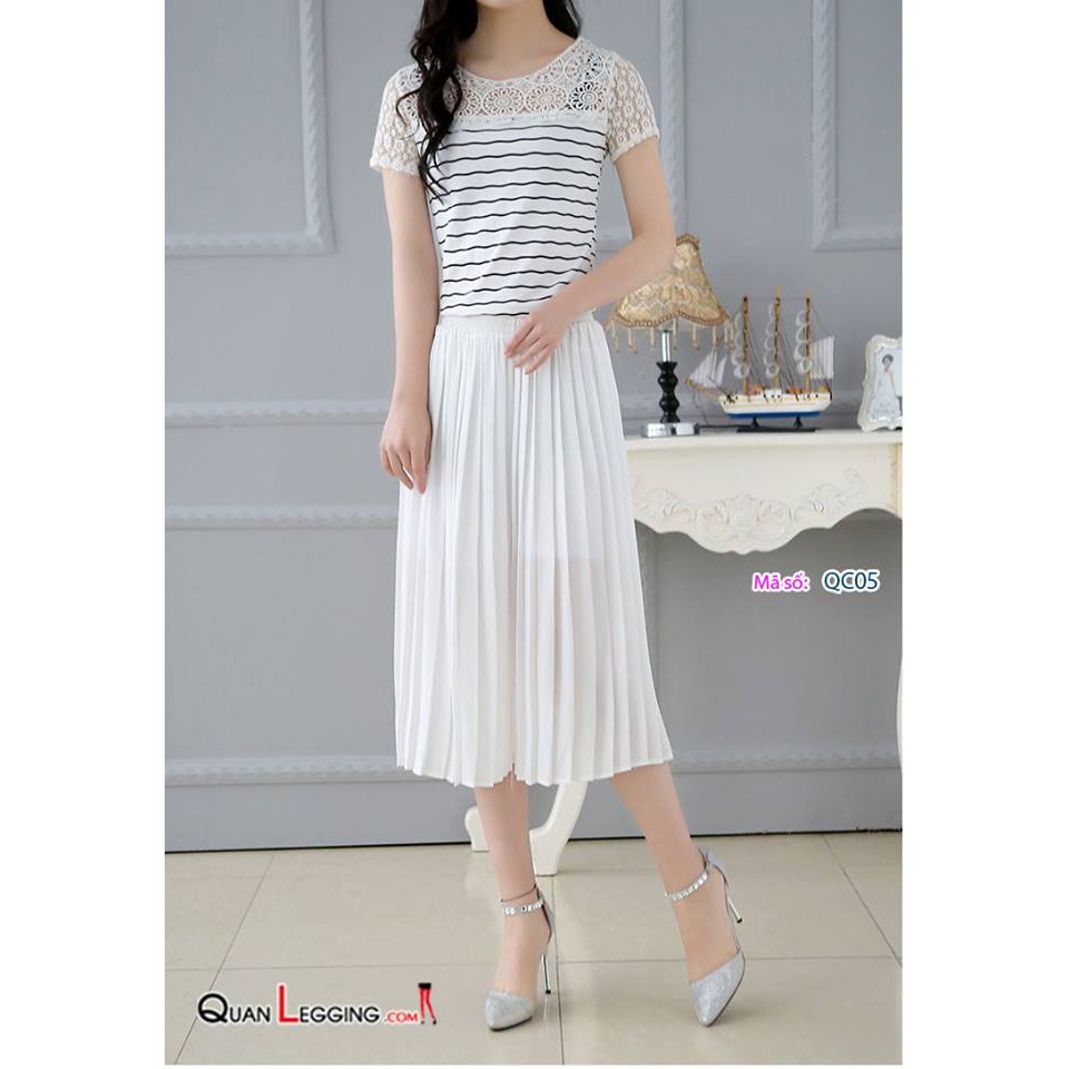 Váy quần xếp ly, quần ống rộng xếp ly, Culottes xếp ly -QC05