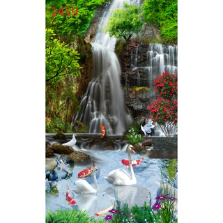 Tranh dán tường 3d sơn thuỷ hữu tình