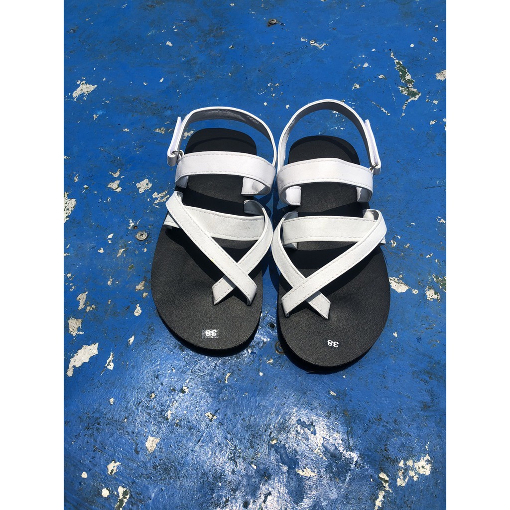 Sandal chíp chíp dép xăng đan nam và nữ đế đen quai trắng size từ 36 đến 42 nam
