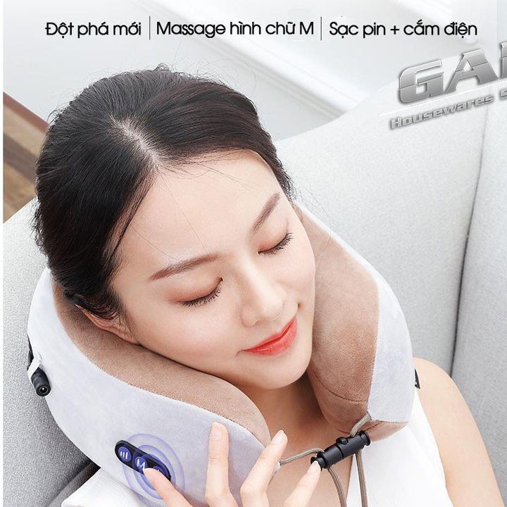 [GỐI TRỊ LIỆU CỔ]Gối massage vòng cổ kèm pin cao cấp - hỗ trợ điều trị thoái hóa cổ.