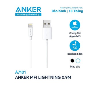 Cáp sạc ANKER MFI Lightning dài 0.9m dành cho iPhone - A7101