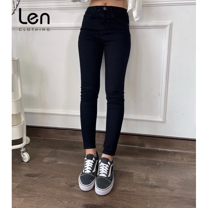 quần skinny jeans LEN clothing màu đen trơn lưng cao 5226