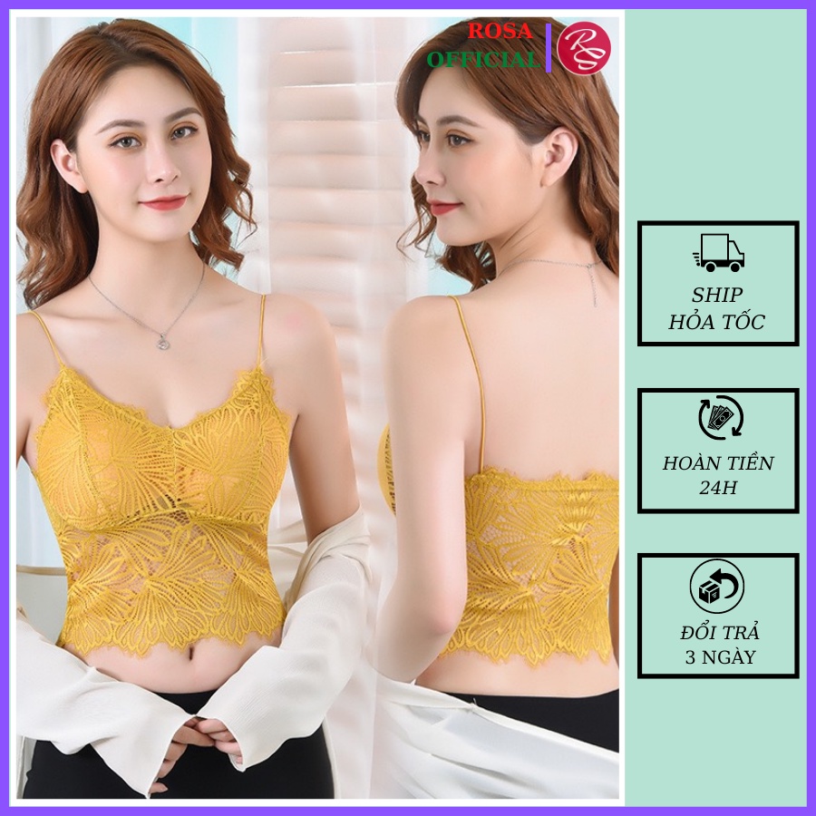 Áo bra ren áo ren 2 dây có mút ngực dáng croptop cho nữ  mặc nhà đi chơi đi biển dễ phối đồ Rosa RS21