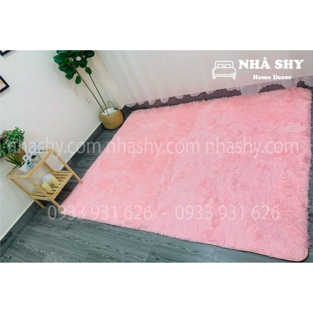 Thảm Lông Trải Sàn Màu Hồng Phấn - Size 2mx1m6