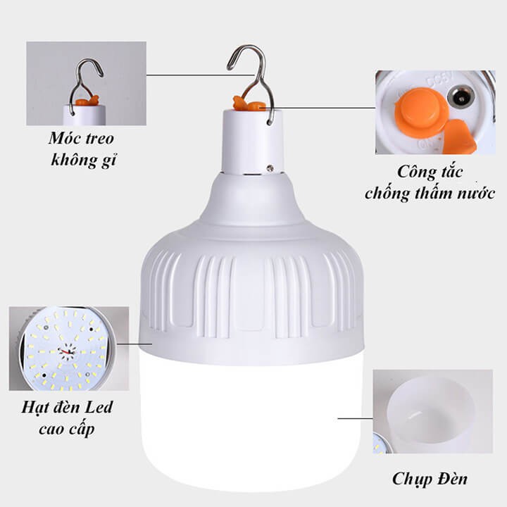 Đèn Led Sạc Điện 100w - 200w Siêu Sáng