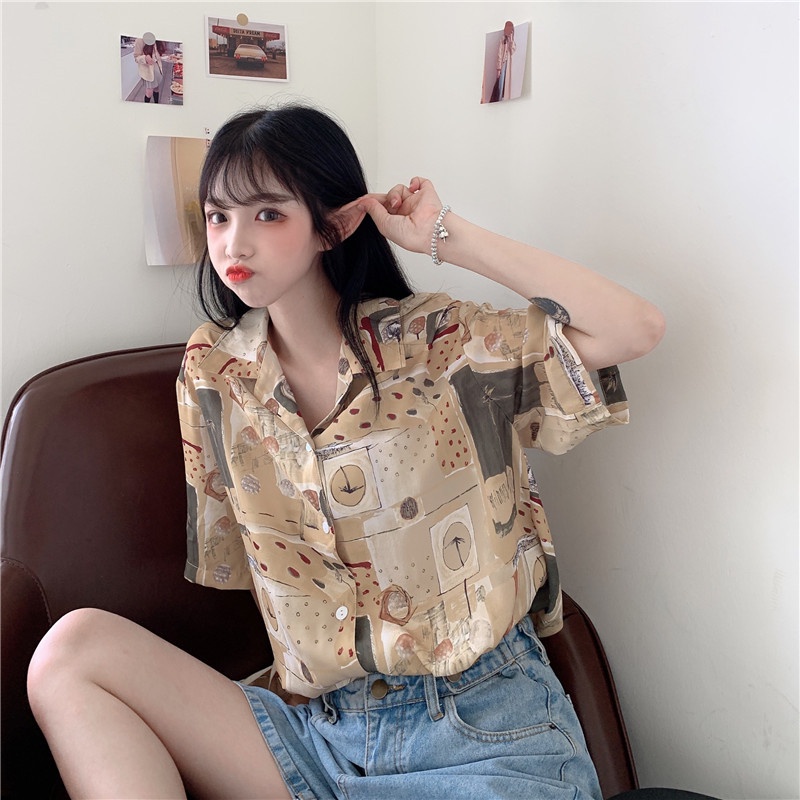 NRVP Áo Sơ Mi Dáng Rộng Thời Trang Hàn Quốc Cá Tính Cho Nữ