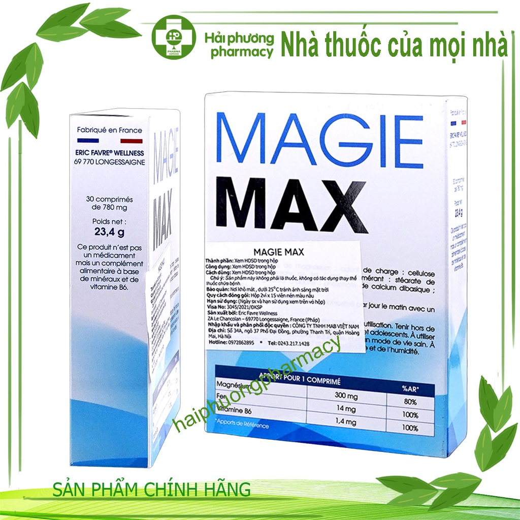 MAGIE MAX - Giảm tình trạng chuột rút, nghén nặng ở phụ nữ mang thai, bổ sung Magie và Sắt cho cơ thể