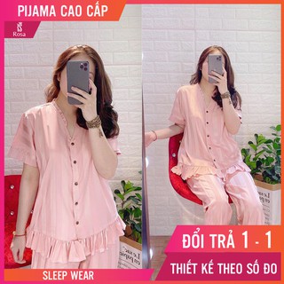 - set pijama kẻ hồng lửng bèo cao cấp - mã l208