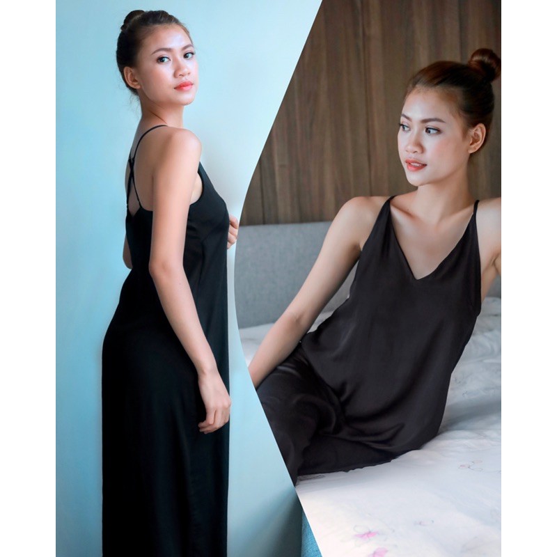 Đầm lụa dây chéo lưng Infashion xanh | BigBuy360 - bigbuy360.vn