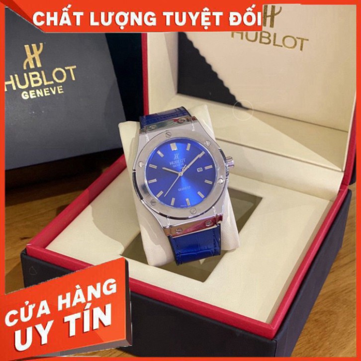 (Hublot viền trơn) Đồng hồ nam Hublot (Size 42MM) hàng đẹp, dây da fullbox  - Bảo hành 12 tháng (Đồng hồ Hublot)