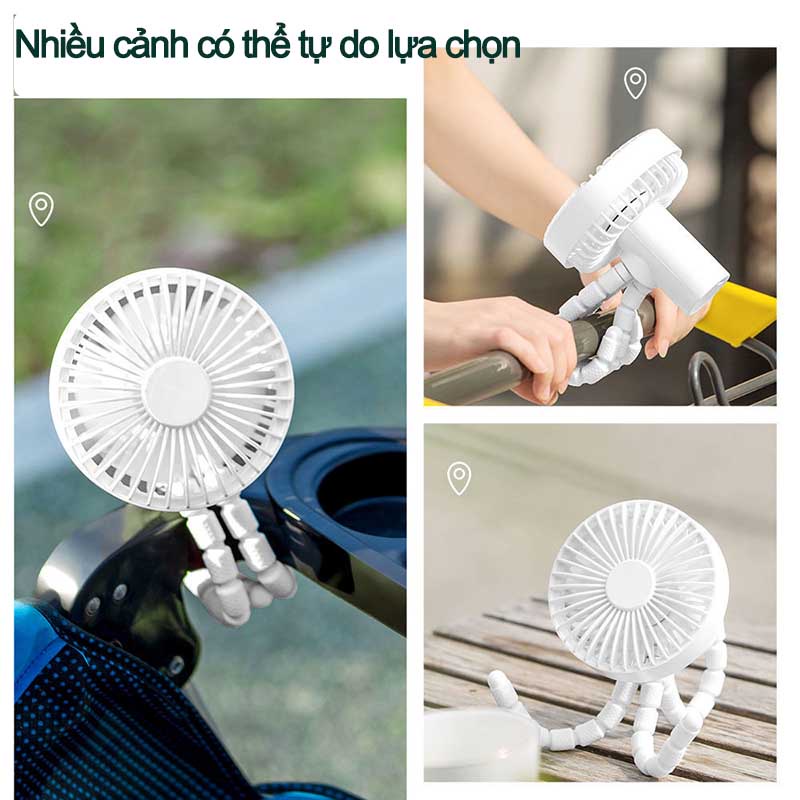 Quạt Mini | Quạt Kẹp Bàn Thích hợp cho dân Văn Phòng, Xoay 360 độ, Kẹp chắc chắn – Siêu Mát Quạt mini tích điện cầm