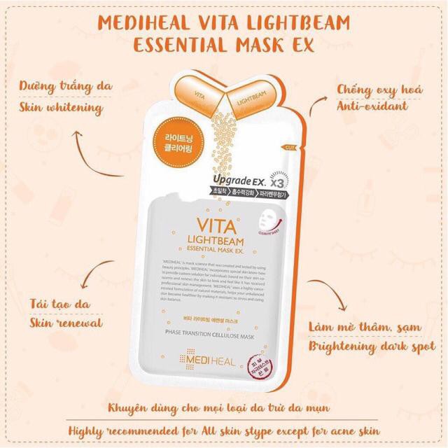 Mặt nạ dưỡng da Mediheal Teatree, Vita Lightbeam, Placenta Revital và Collagen EX Essential Mask 24ml | BigBuy360 - bigbuy360.vn