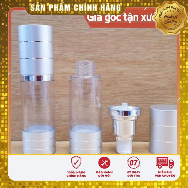 Chai Chiết Mĩ Phẩm ❤ TRÙM SỈ ❤ Chai hút chân không trong suốt Nắp Bạc 30ml chiết kem , phụ kiện du lịch