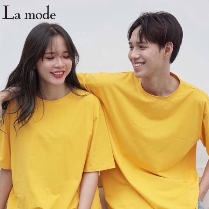 Áo Thun Trơn Nam Nữ Unisex Nhiều Màu - Vàng - La mode