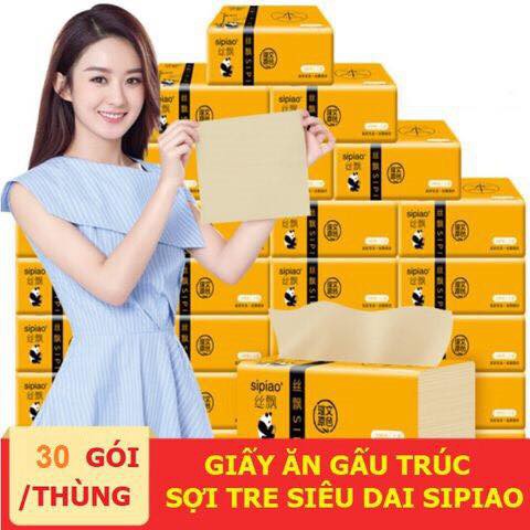 [TỔNG XẢ KHO] GIẤY ĂN GẤU TRÚC SIPIAO LOẠI 1 30 GÓI 1 THÙNG