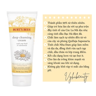 Sữa rửa mặt Burt's Bees Soap Bark & Chamomile Deep Cleansing Cream